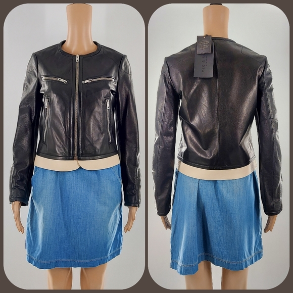 Rag & Bone Pebbled Leather Racing Jacket 2 - Picture 2 of 16